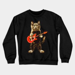 The cat with the guitar,music lover cat Crewneck Sweatshirt